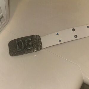 Dolce & Gabbana white Leather Belt with Silver Studs